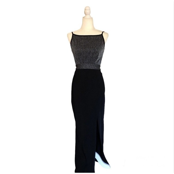 vintage black tie evening dresses Oleg Cassini Vintage Beaded Black Evening Dress w/ Cutwork Bodice